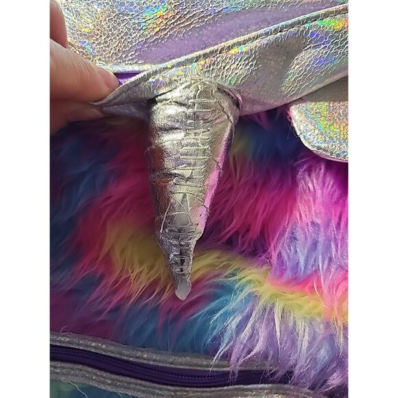 Wonder Nation Unicorn Fuzzy Backpack 17" Laptop Sleeve Reflective DAMAGED CORN - Picture 2 of 8